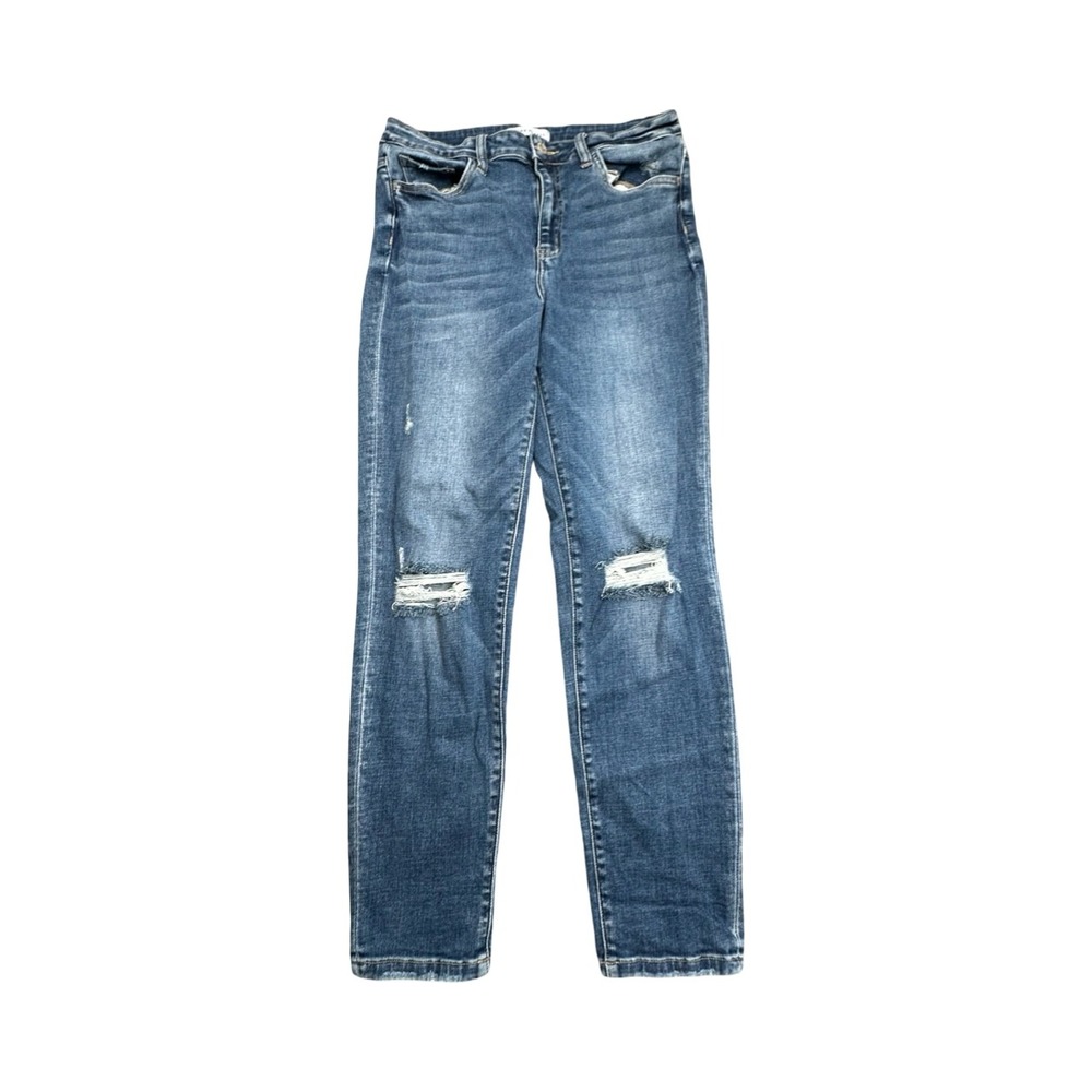 Flying Monkey Jeans Womens 30 Blue Y3855 Distressed High Rise Straight Leg Denim